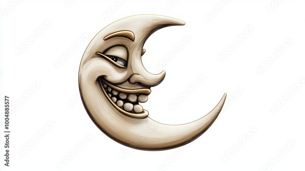 A smiling moon with a big grin on its face A smiling moon with a big grin on its face