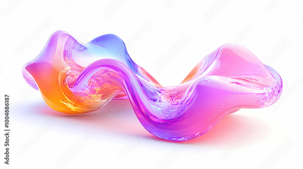 3d render of a fluid shape with holographic colors on a white background, realistic bright molecular or fluid elements. 3D Holographic. Illustration 3d render of a fluid shape with holographic colors on a white background, realistic bright molecular or fluid elements. 3D Holographic. Illustration