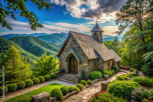 Serene Symmes Chapel Surrounded by Lush Greenery and Natural Beauty in the Mountains of North Carolina photo