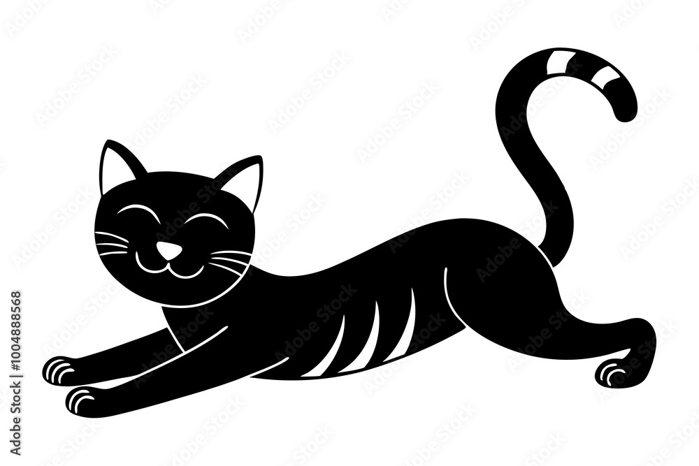 a cat stretching with a happy face a cat stretching with a happy face