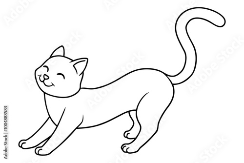  a cat stretching with a happy face