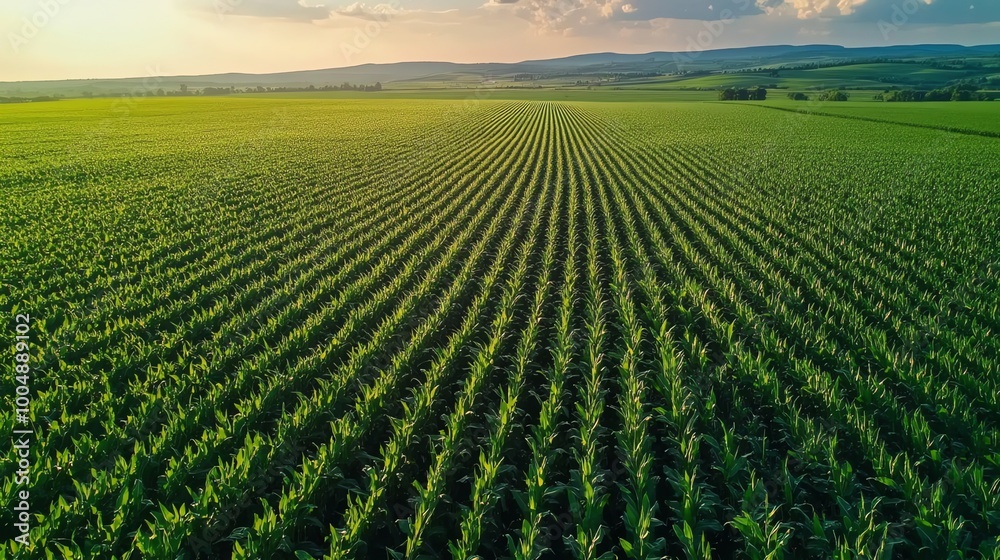 Aerial view of a vast cornfield. Aerial view of a vast cornfield.