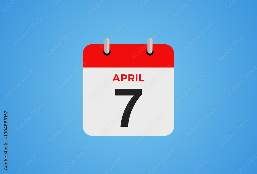 Icon calendar day. 7 April. 7th days of the month, illustration style. Date day of week Sunday, Monday, Tuesday, Wednesday, Thursday, Friday, Saturday. Icon calendar day. 7 April. 7th days of the month, illustration style. Date day of week Sunday, Monday, Tuesday, Wednesday, Thursday, Friday, Saturday.