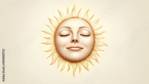 A sun with a woman's face drawn on it