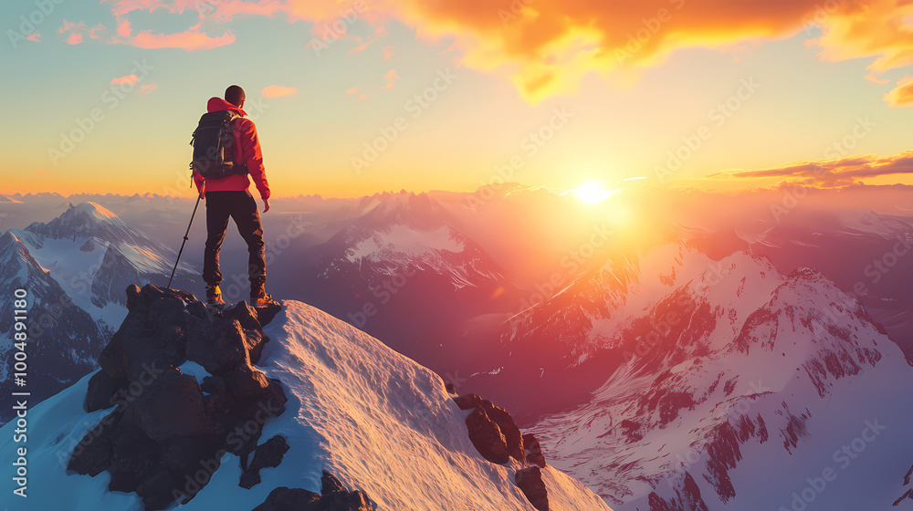 hiker on top of mountain hiker on top of mountain
