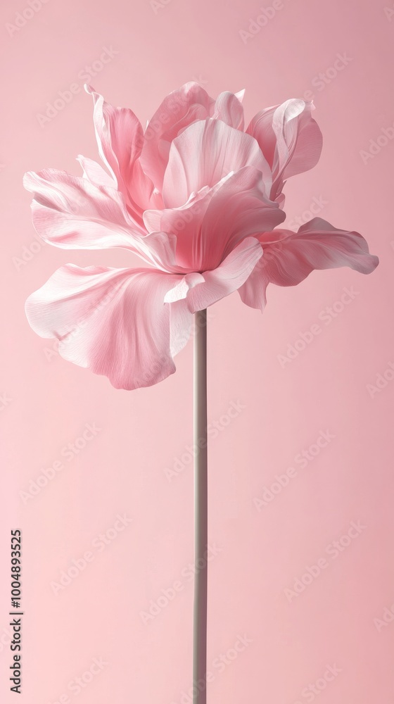 Obraz premium Pink peony flower on pastel background, elegant and delicate concept