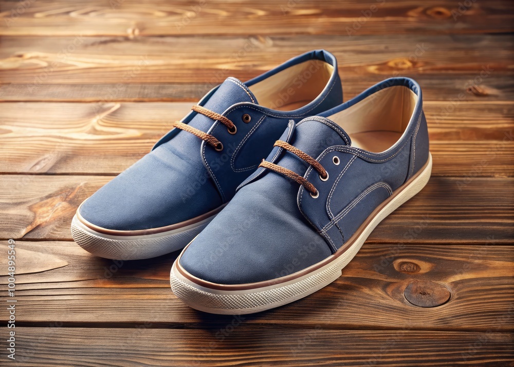 Stylish and Comfortable Plimsolls on a Wooden Surface Ideal for Casual and Sporty Footwear Trends