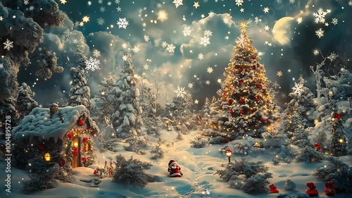 Seamless Looping Christmas Winter Wonderland Animation Background