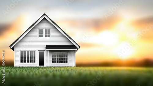 Wallpaper Mural A white house with a black door sits on a grassy lawn Torontodigital.ca