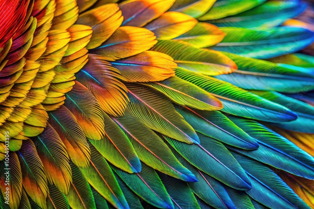 Fototapeta premium Vibrant Bird Wing Colors Displaying Nature's Beauty in Vivid Patterns and Intricate Designs