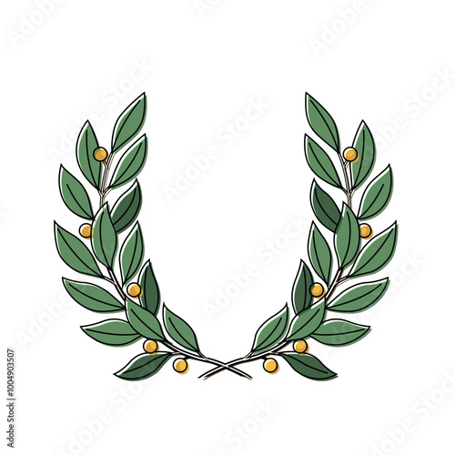 laurel wreath, two branches, colorful vector illustration