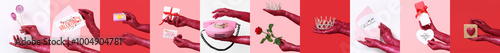 Collage of hands covered wi...