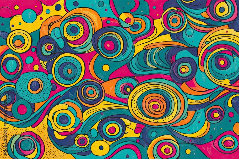 Fototapeta premium Colorful Modern Abstract Art Playful Doodle Designs for Kids and Celebration Backgrounds