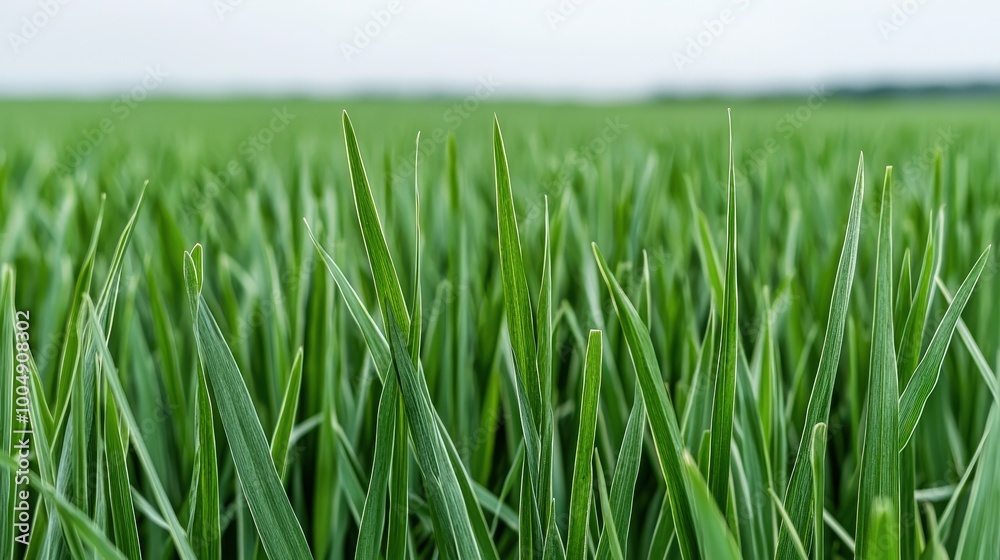 Obraz premium Lush Green Grass Blades Close Up Nature Texture Spring Field Vibrant Foliage