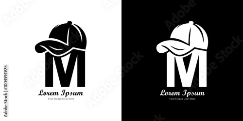 M-shaped logo design wearing a hat