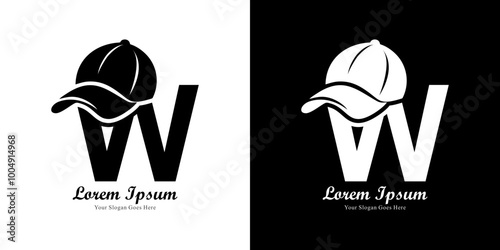 A logo design in the shape of a W wearing a hat