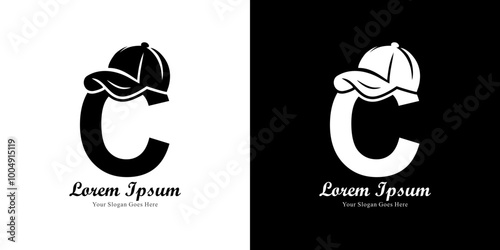 Logo design in the shape of a C wearing a hat