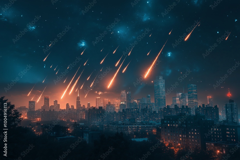 A group of missiles flying high in the sky. A group of missiles flying high in the sky.
