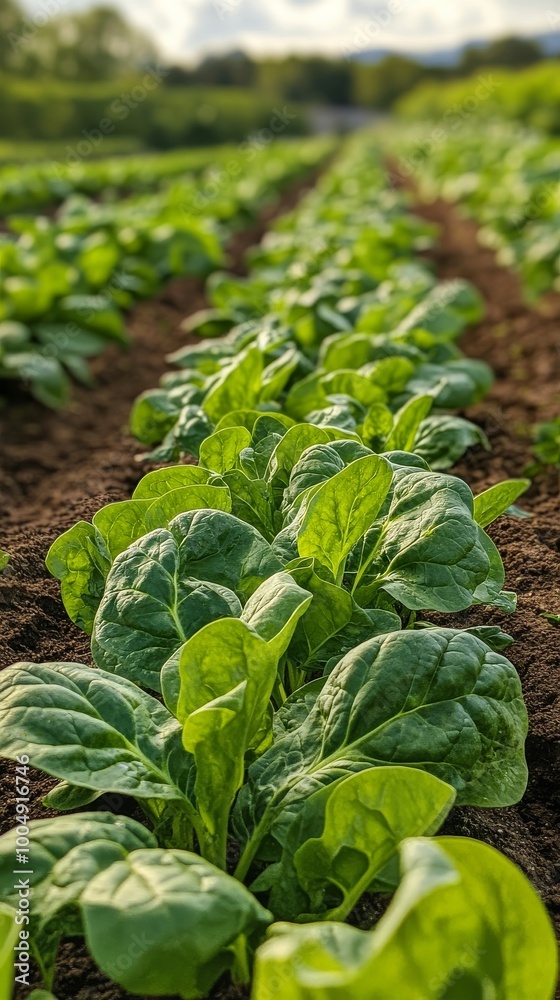 Close-up of fresh spinach leaves in Close-up of fresh spinach leaves in