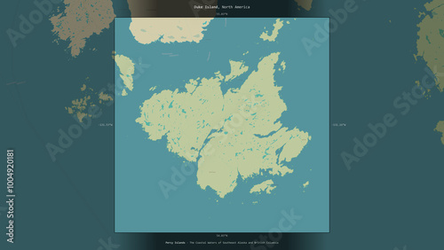 Duke Island, United States, highlighted and labelled. Topo Humanitarian photo