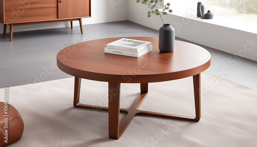 Detailed display of vintage wooden coffee table with a blend of modern simplicity