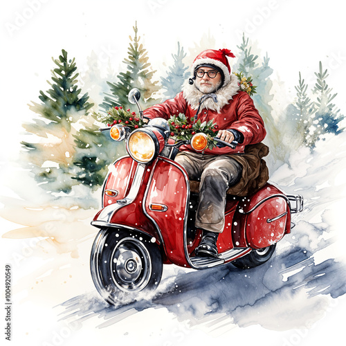 santa claus on a motorcycle