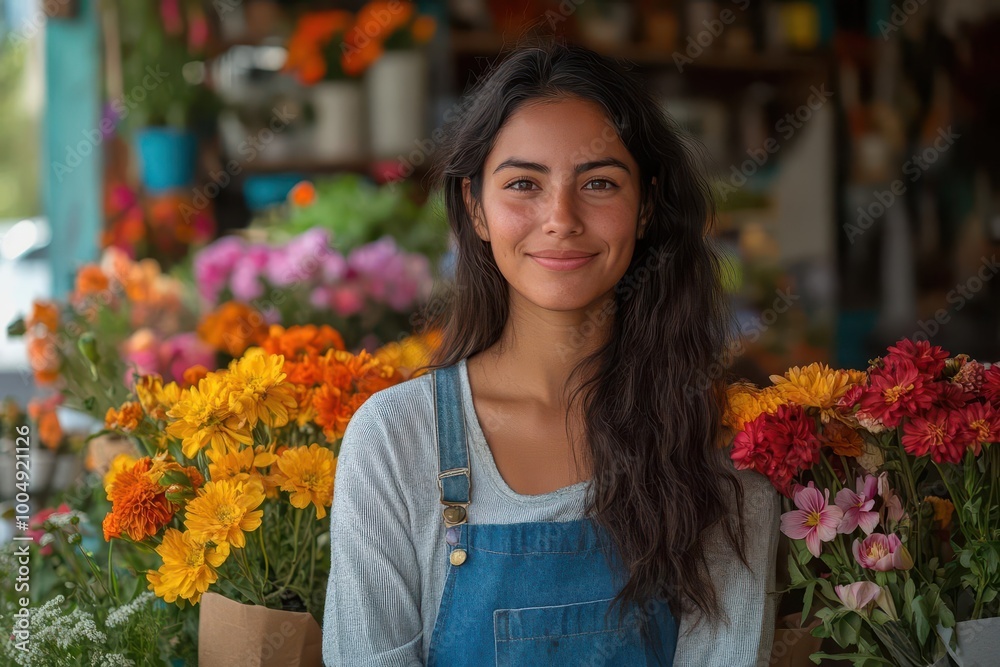 charming hispanic female florist standing in her vibrant flower shop surrounded by an array of stunning blooms radiating positivity and the essence of small business entrepreneurship charming hispanic female florist standing in her vibrant flower shop surrounded by an array of stunning blooms radiating positivity and the essence of small business entrepreneurship