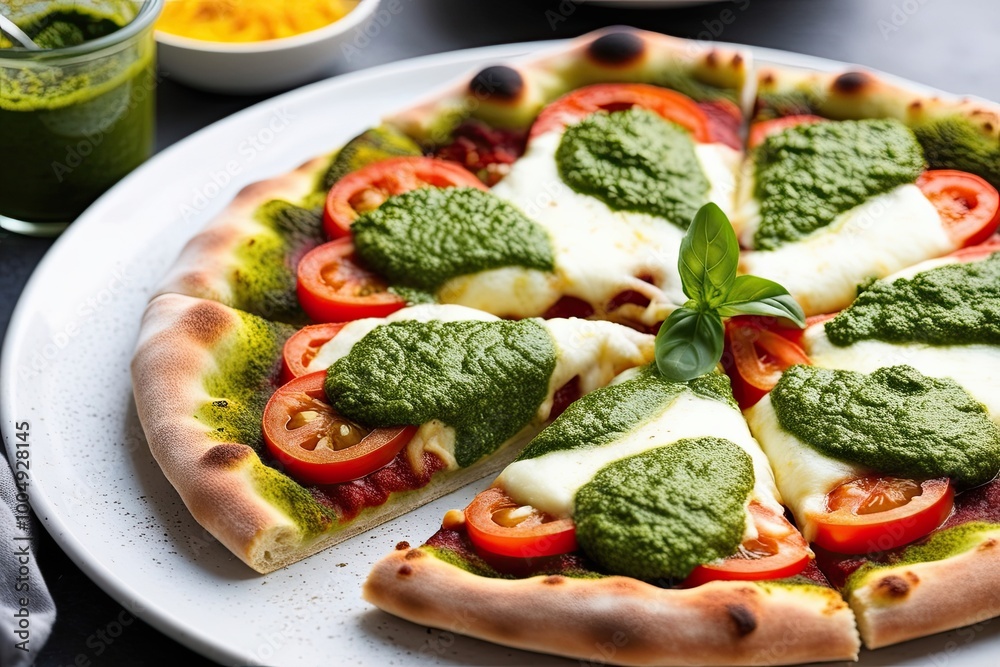 Delicious Pesto Pizza Loaded with Flavor from Authentic Italian Cuisine Delicious Pesto Pizza Loaded with Flavor from Authentic Italian Cuisine