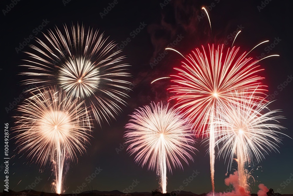 Vibrant Explosions of Light and Color Against a Clear Background Vibrant Explosions of Light and Color Against a Clear Background