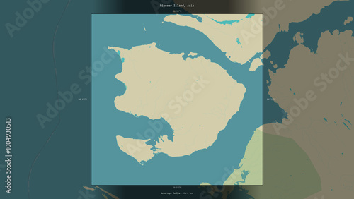 Pioneer Island, Russia, highlighted and labelled. Topo Humanitarian photo