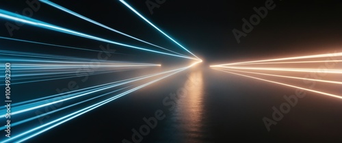 Wallpaper Mural Futuristic abstract image featuring vibrant neon lights in blue and orange creating dynamic motion effects against a dark background. Torontodigital.ca