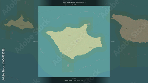 Santa Rosa Island, United States, highlighted and labelled. Topo Humanitarian photo