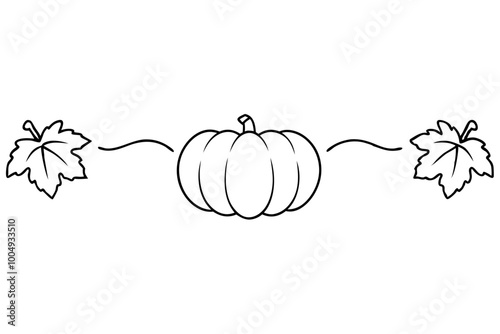 Fall logo border with pumpkins and fall leaves, 