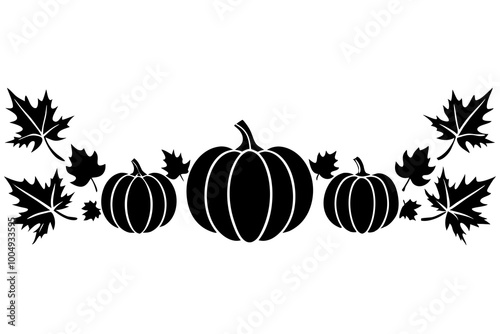 Fall logo border with pumpkins and fall leaves, 