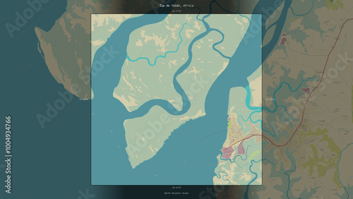 Ile de Taidi, Guinea, highlighted and labelled. Topo Humanitarian photo