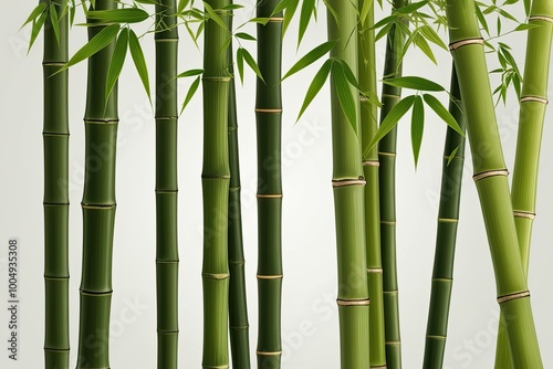 Bamboo Stalks Exuding Tranquility Against Minimalist Background