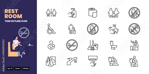 rest room thin outline icon vector design good for web and mobile app