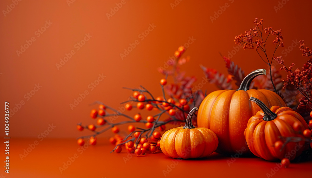 Naklejka premium dark-orange-spooky-pumpkins-decorations-blank-halloween-decoration-idea
