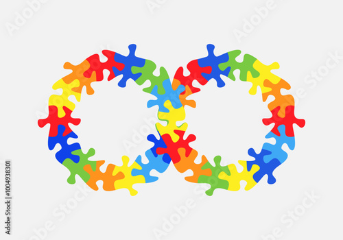Infinity symbol colorful puzzle design. Vector isolated on white background.	
