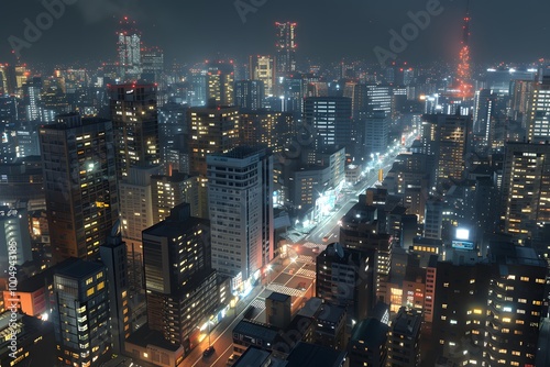 Wallpaper Mural Nighttime Aerial View of a Cityscape Torontodigital.ca