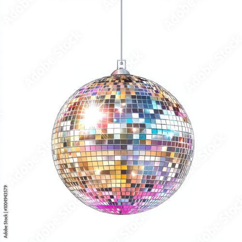 An isolated shining disco ball for a night of fun and music in a club