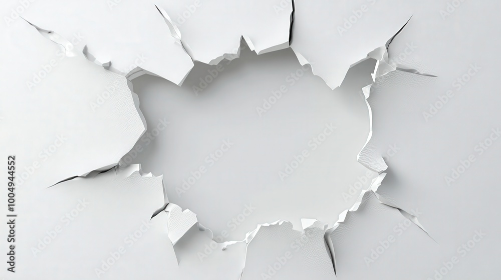Intricate Realistic Hole in White Wall - Detailed Breakage and Textures Intricate Realistic Hole in White Wall - Detailed Breakage and Textures