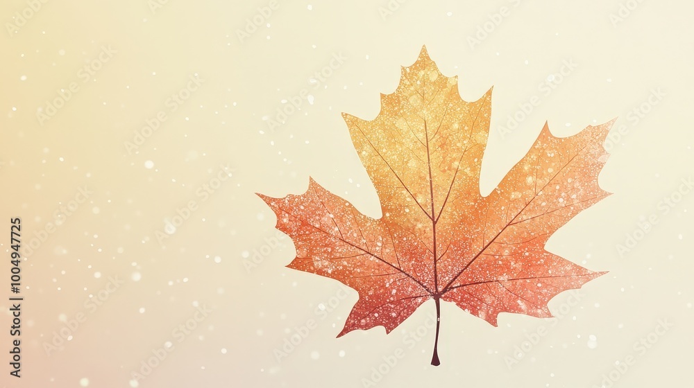Obraz premium Detailed Maple Leaf Vector Illustration in Warm Autumn Hues on Pastel Background