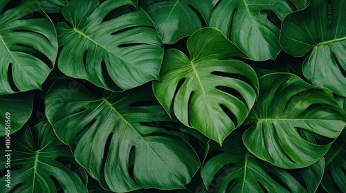 Wallpaper Mural Lush Green Tropical Monstera Leaves Background   Summer Foliage Pattern Torontodigital.ca