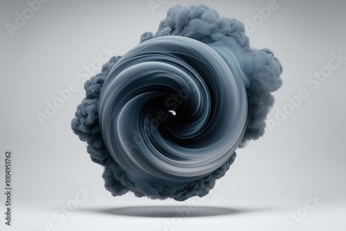 Ethereal Smoke Ring Swirl Effect on Black Background for Depth and Cloud Illusion