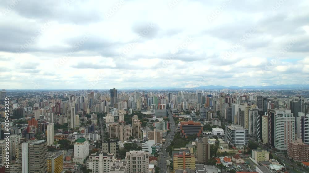 Center of the Batel neighborhood, in the city of Curitiba, state of Paraná, southern Brazil, aerial drone tour between the buildings Center of the Batel neighborhood, in the city of Curitiba, state of Paraná, southern Brazil, aerial drone tour between the buildings