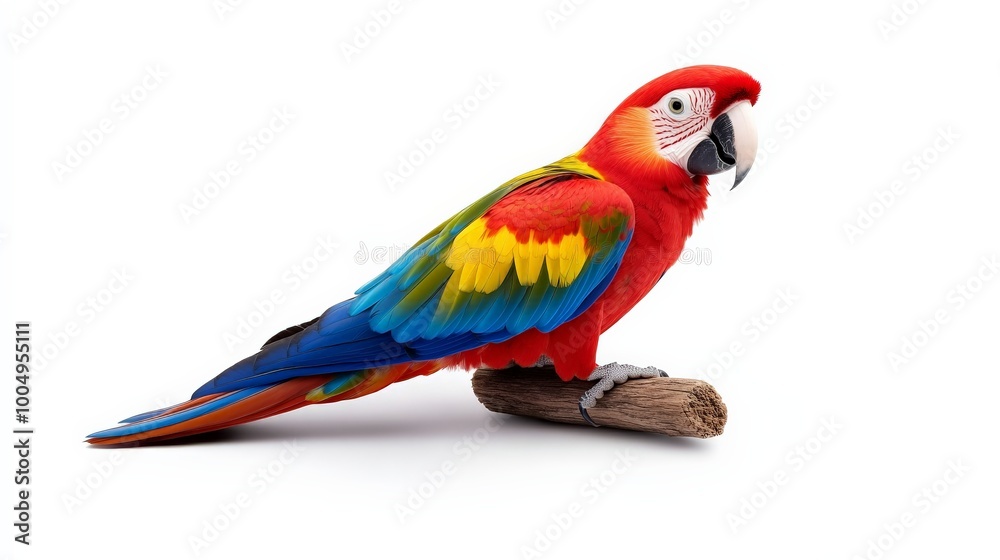 Fototapeta premium Scarlet Macaw Perched on Branch 