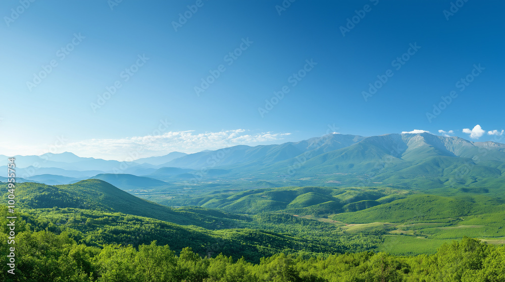 Naklejka premium Mountain Range Under a Clear Blue Sky