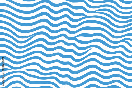 Abstract sea wave seamless pattern vector, minimal blue and white abstract waves lines.