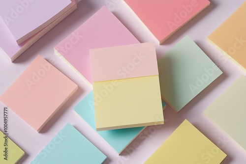 Soft Pastel Sticky Note Paper in Gentle Shades with Subtle Shadow Effects photo